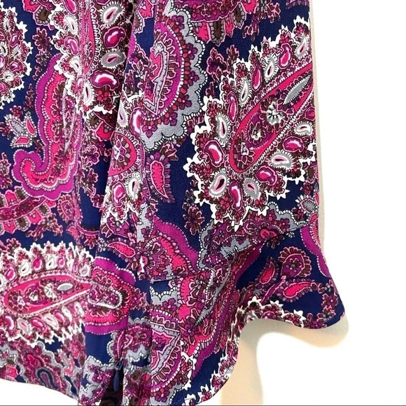Talbots shirt Pink  paisley polyester Women’s Size Large Petite - Picture 3 of 10